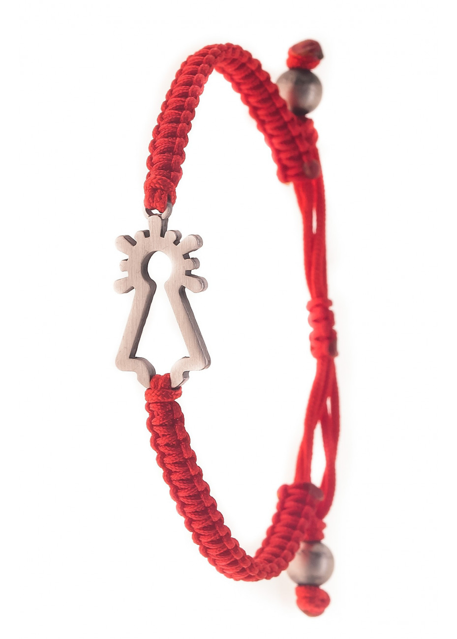 Pulsera Virgen plata macramé rojo Pulsera Virgen plata macramé rojo