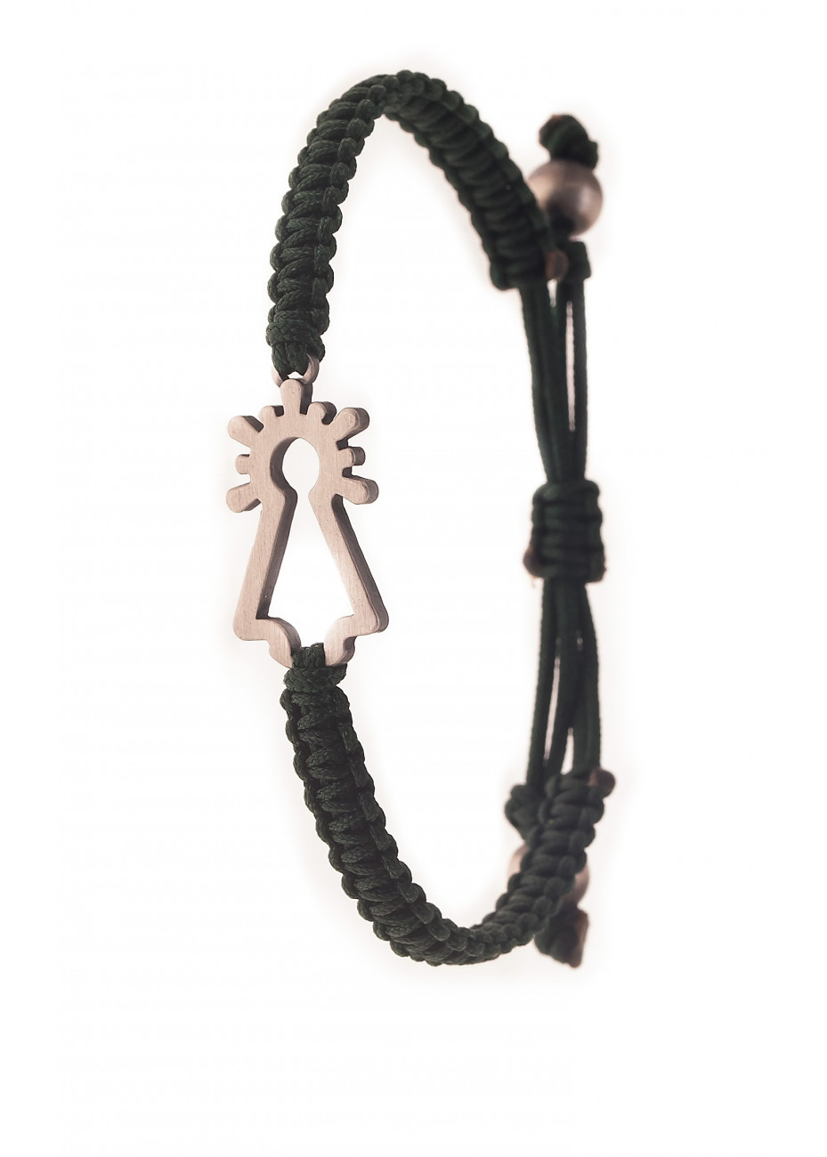 Pulsera Virgen plata macramé verde Pulsera Virgen plata macramé verde
