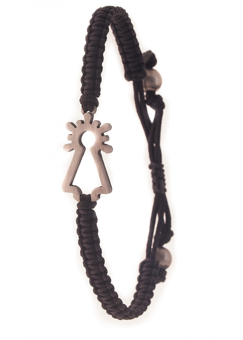 Pulsera Virgen macramé negro Pulsera Virgen macramé negro