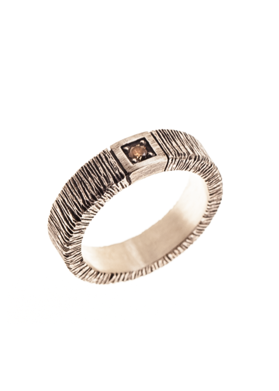 Anillo plata y diamante brown.