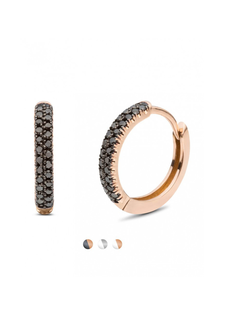 Pendientes de oro rosa con diamantes negros