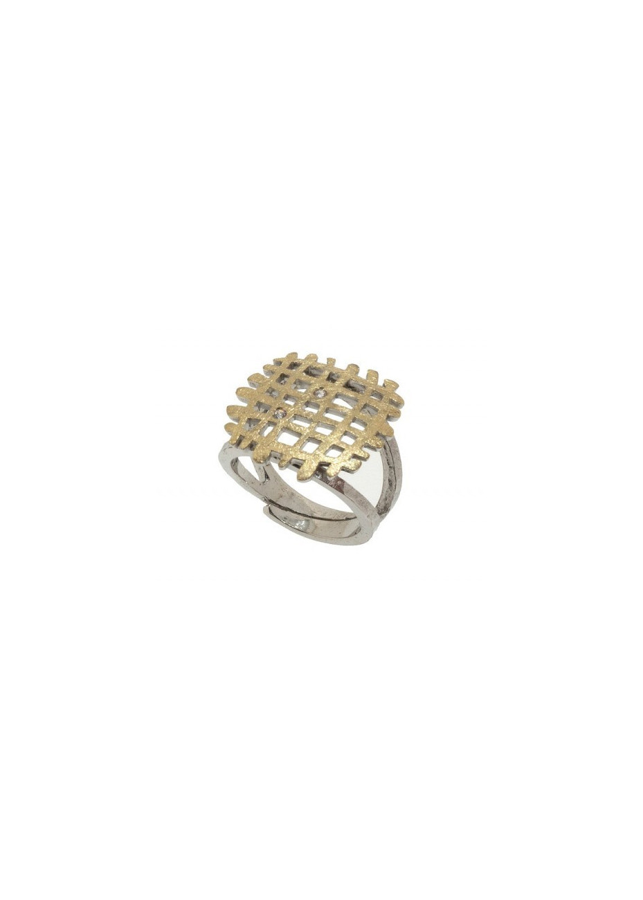 Anillo oro, plata y brillantes