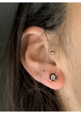 Pendientes oro rosa y diamantes negros
