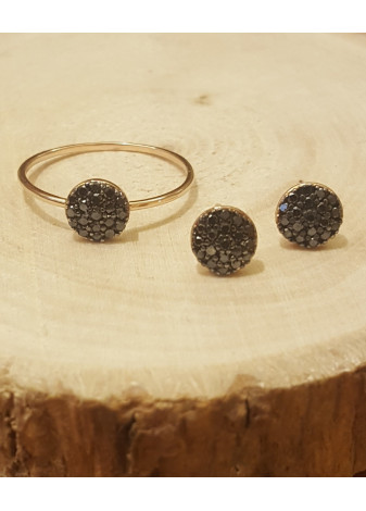 Anillo oro rosa y diamantes negros