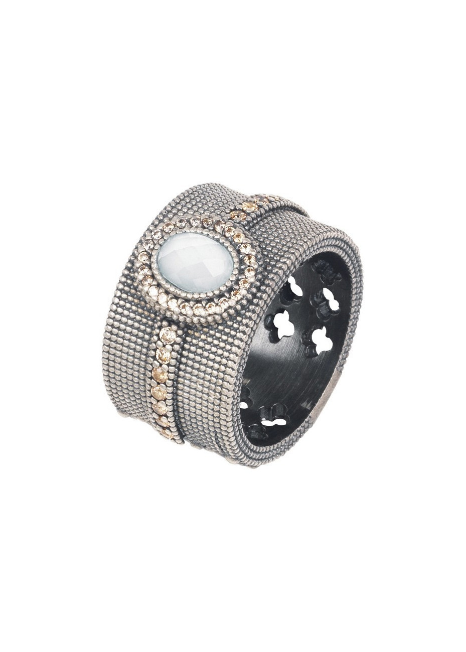 Anillo SUNFIELD plata, calcedonia y circonitas