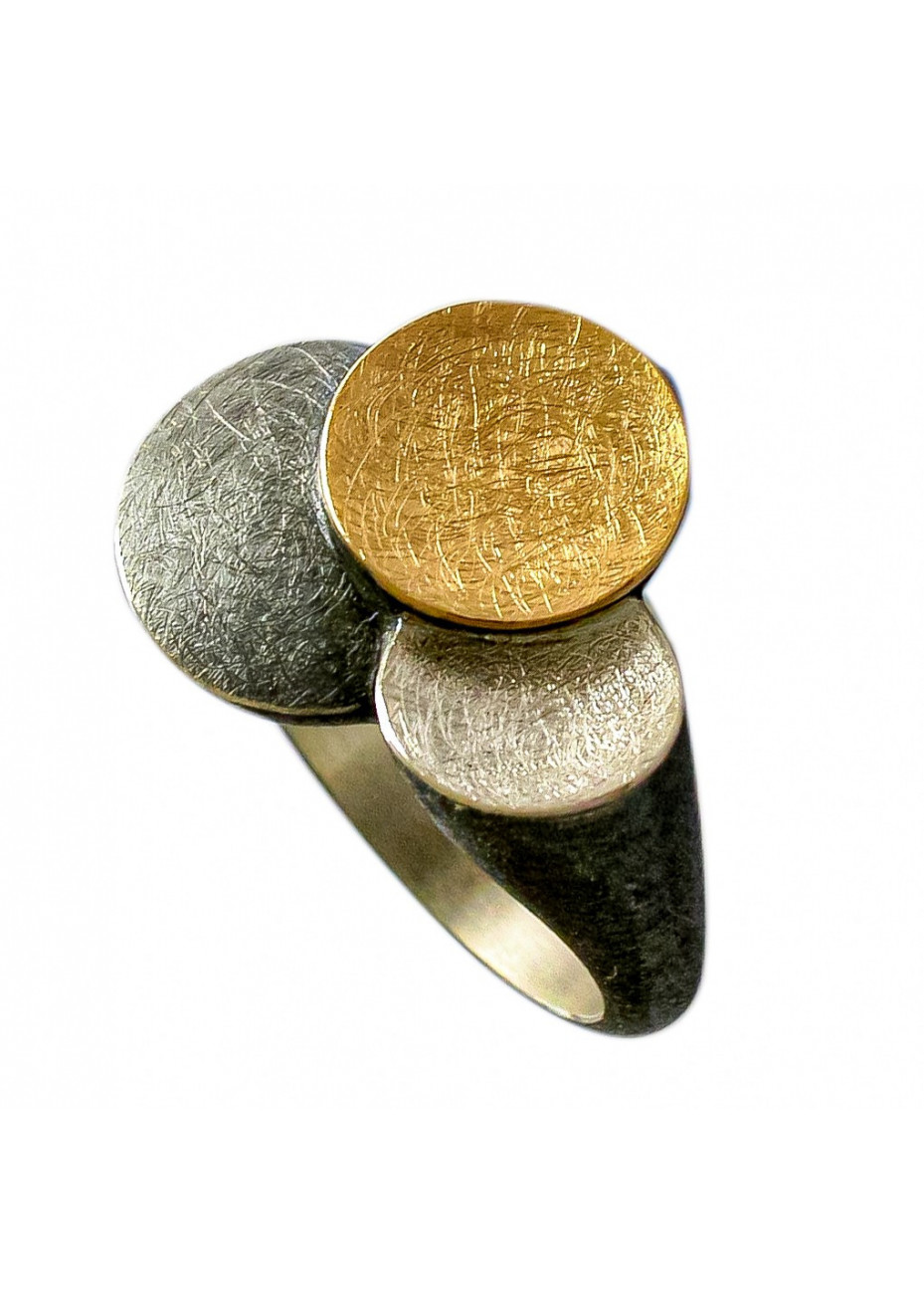 Anillo  nubes oro y plata