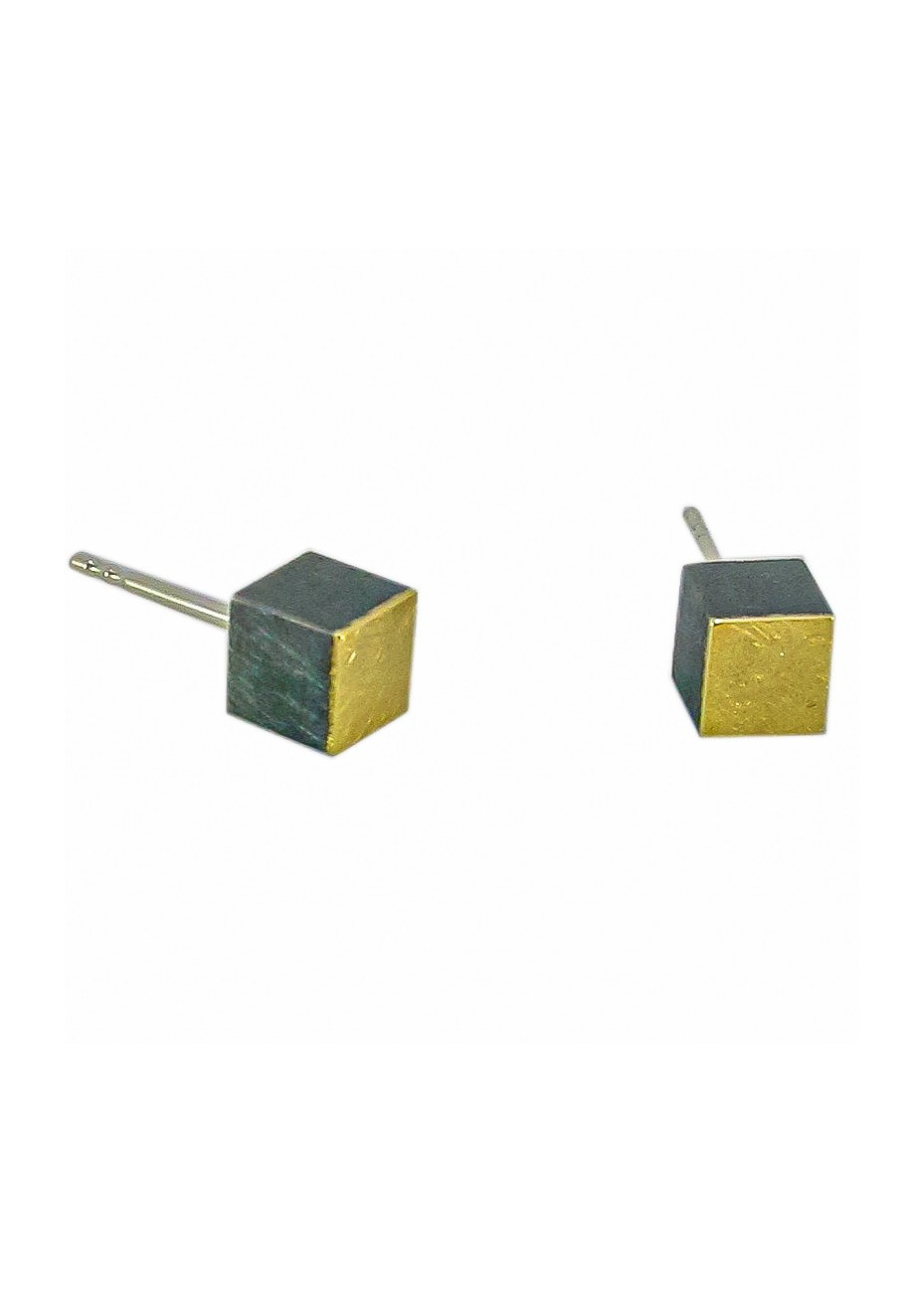 Pendientes cubo oro y plata