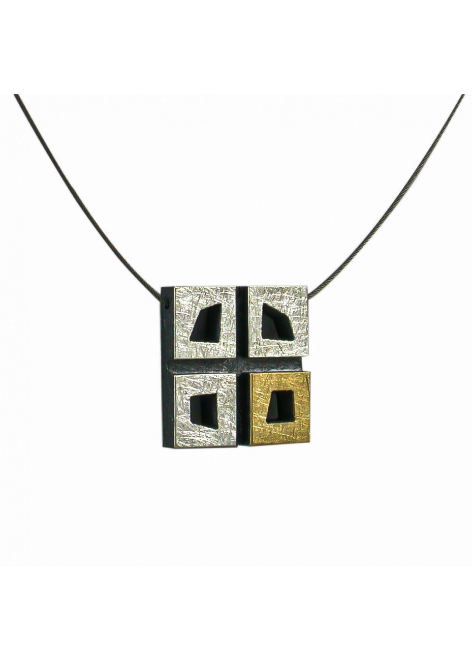 Colgante plata y oro amarillo