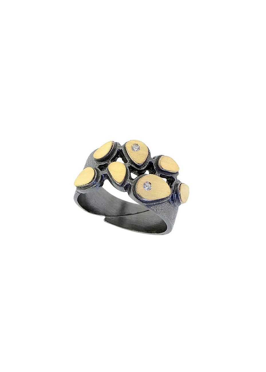 Anillo oro, plata y brillantes