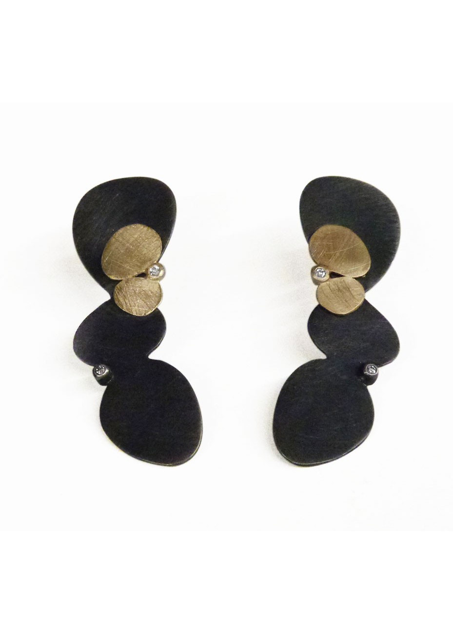 Pendientes oro, plata y diamantes