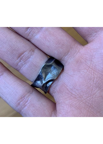 Anillo oro y plata oxidada