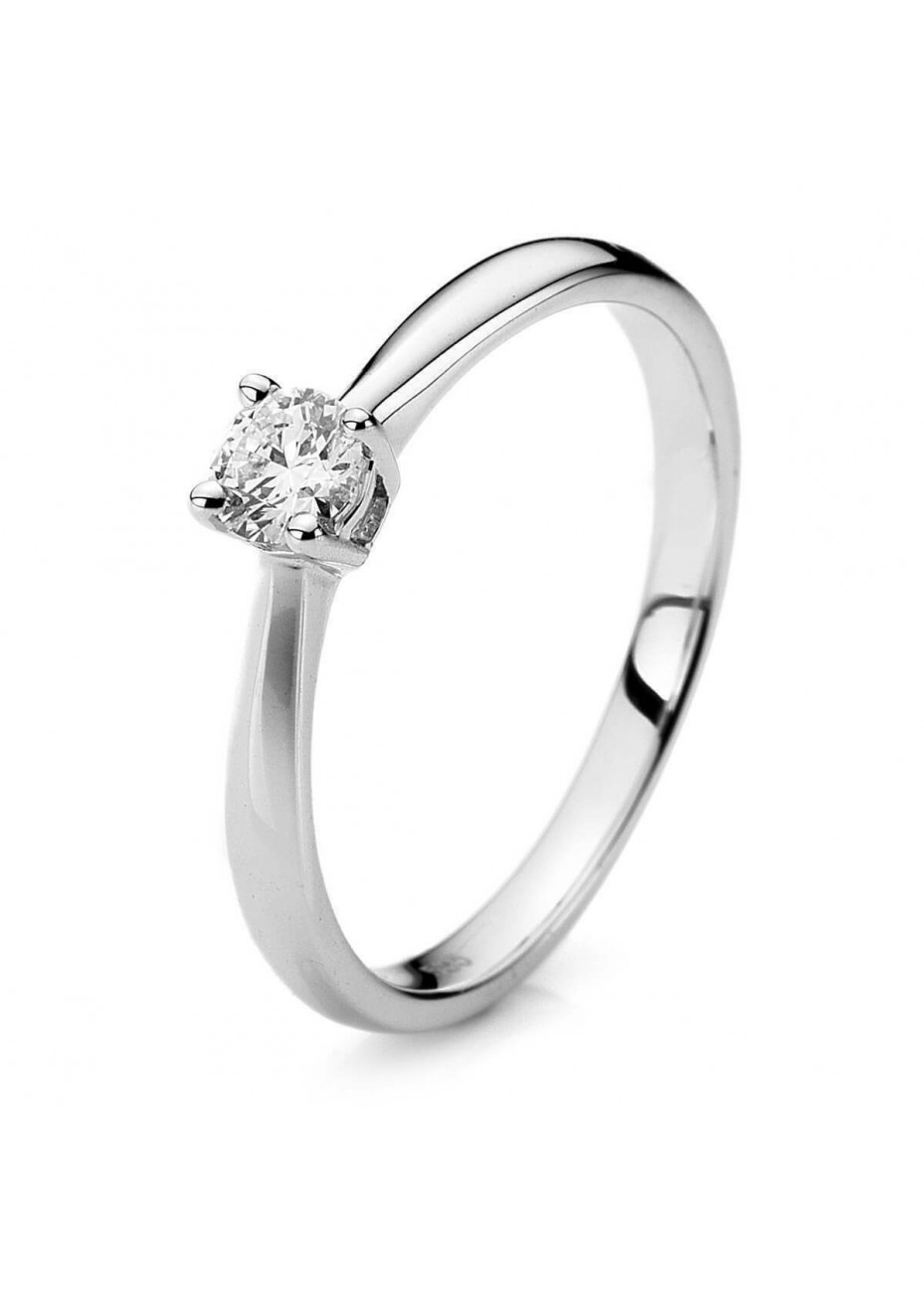 Solitario oro blanco y diamante