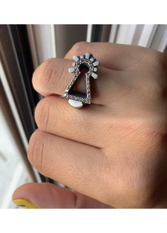 Anillo Virgen diamantes coñac