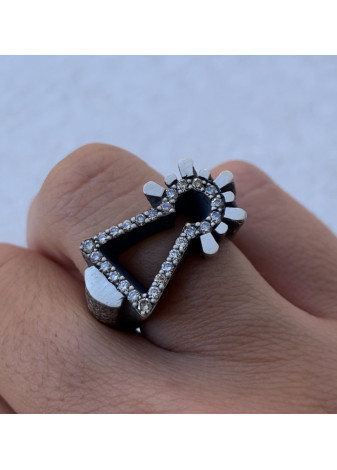 Anillo Virgen diamantes coñac