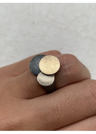 Anillo  nubes oro y plata