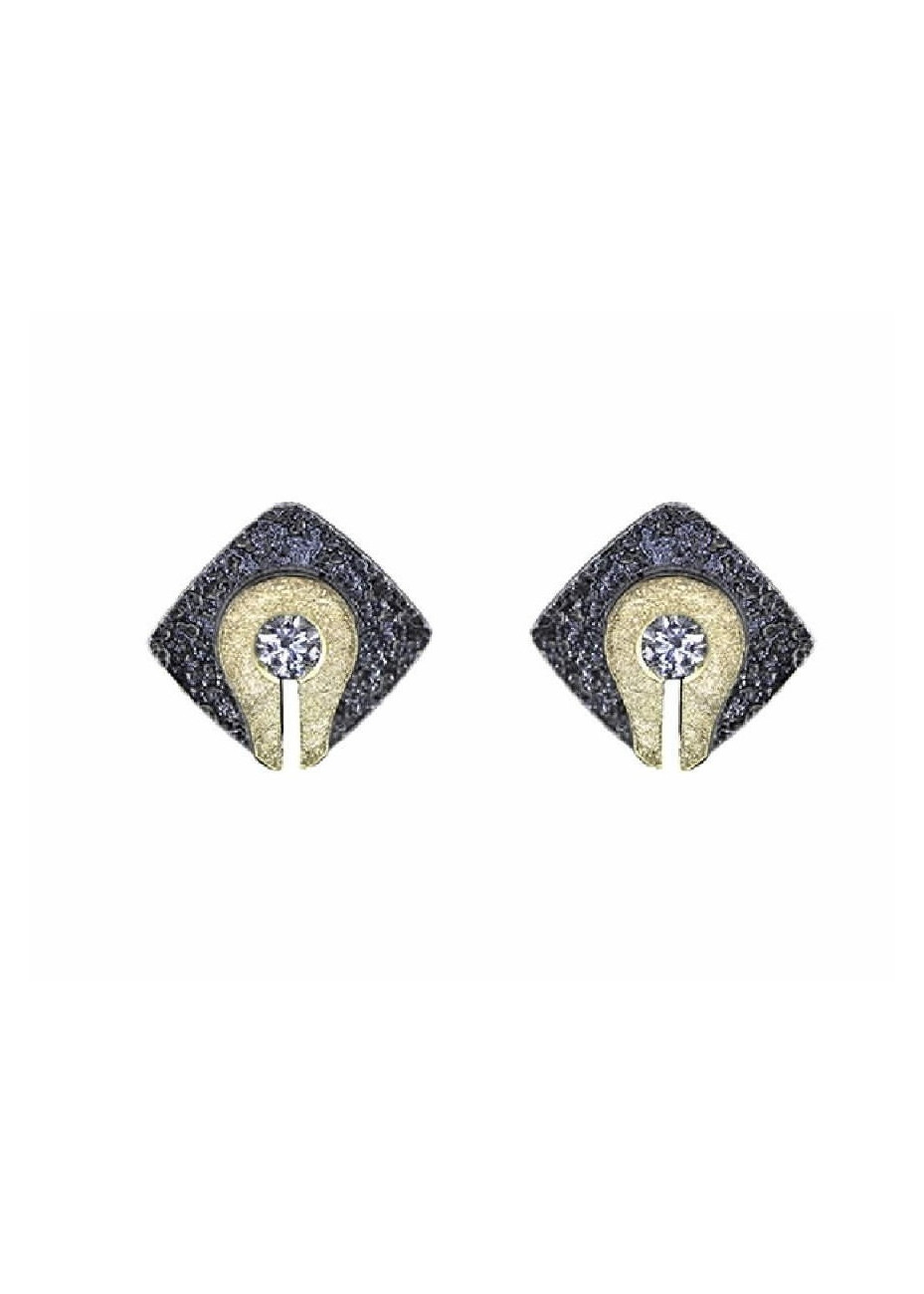 Pendientes de oro, plata y diamantes