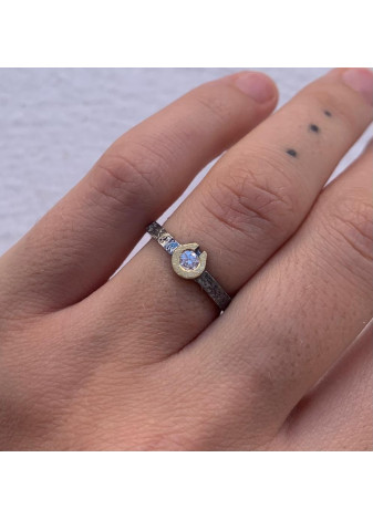Anillo plata, oro y diamante