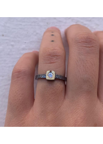Anillo oro plata y diamante