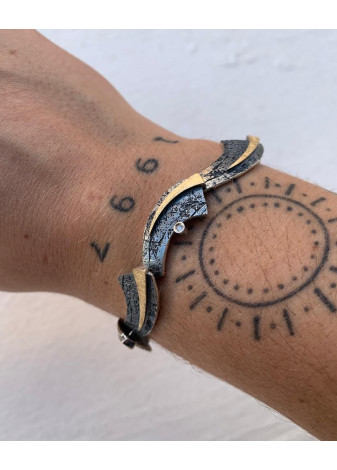 Pulsera de plata, oro y diamantes