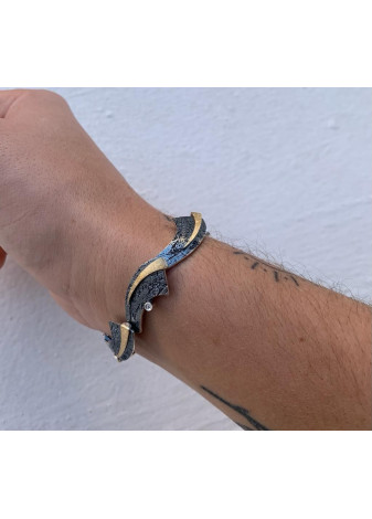 Pulsera de plata, oro y diamantes