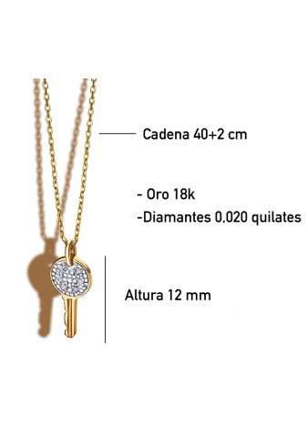 Colgante llave oro rosa y diamantes