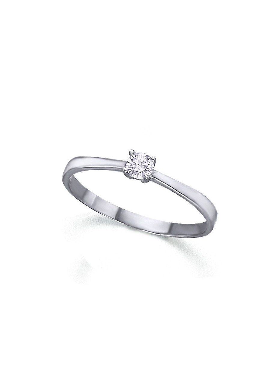 Solitario oro blanco y diamante