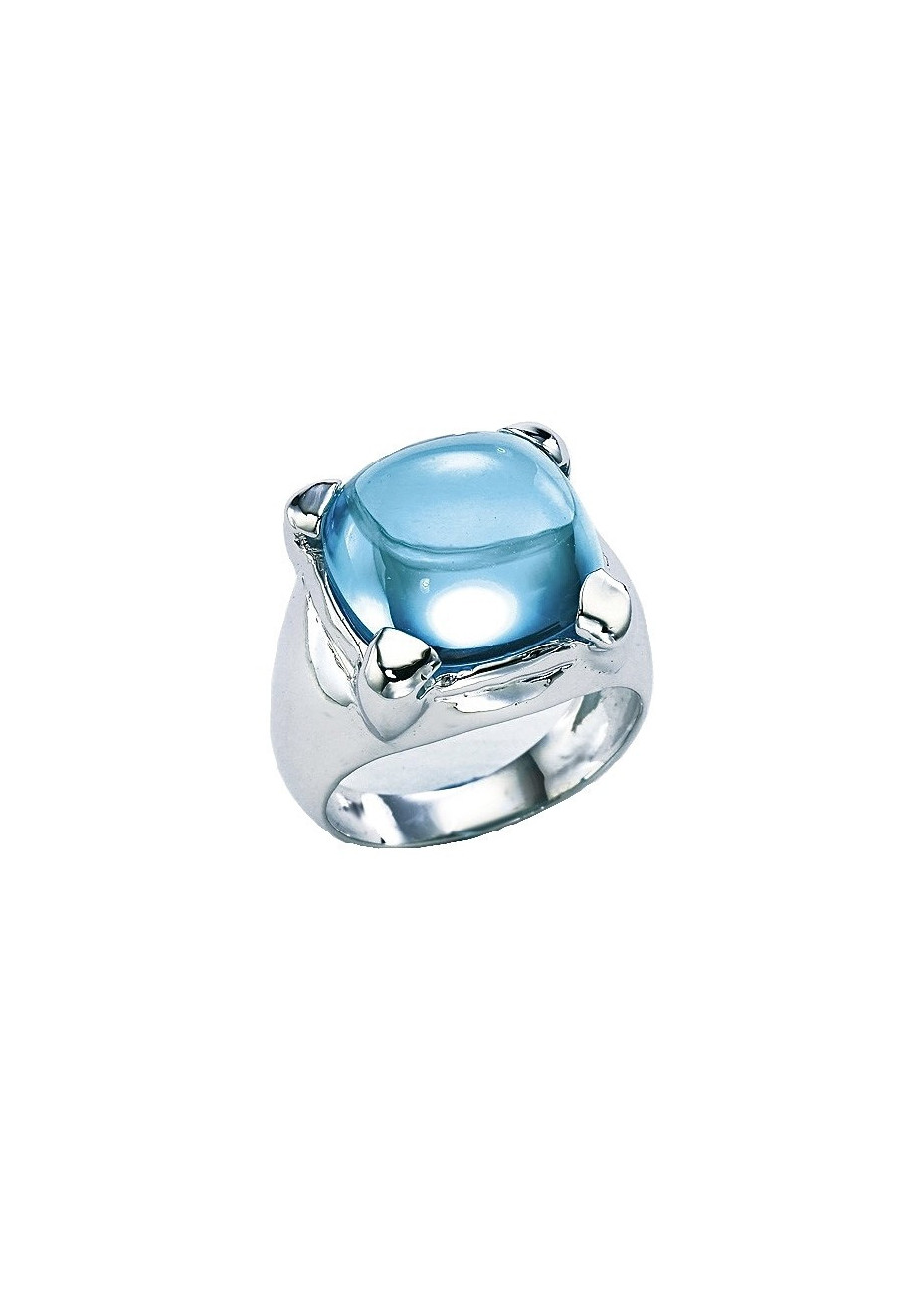 Anillo oro blanco y topacio