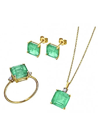 Pendientes GREEN oro y cuarzo verde esmeralda