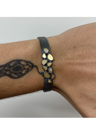 Pulsera plata, oro y diamantes