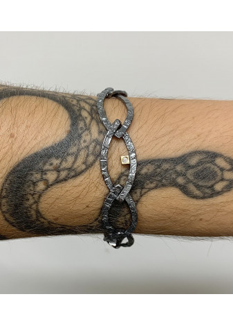 Pulsera de plata, oro y diamantes