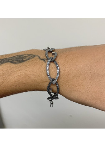 Pulsera de plata, oro y diamantes