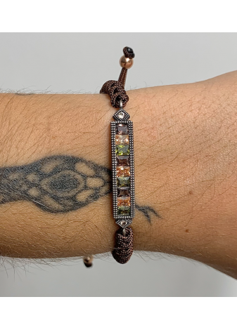 Pulsera plata rosa y circonitas