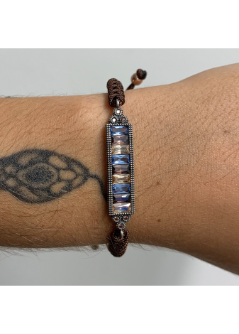 Pulsera plata rosa y circonitas