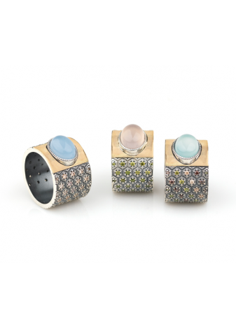 Anillo BERET calcedonia azul