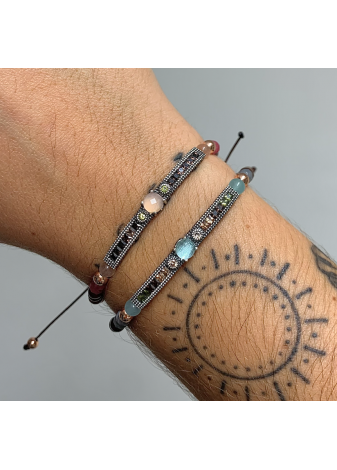Pulsera BOLVIR plata y aguamarina