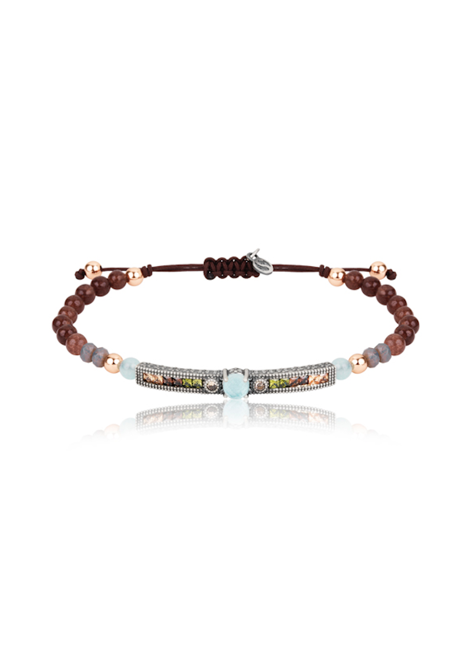Pulsera BOLVIR plata y aguamarina Pulsera BOLVIR plata y aguamarina