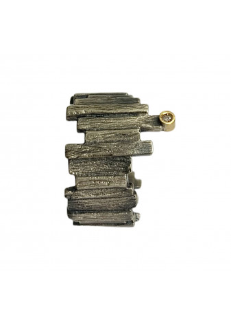 Anillo plata, oro y diamante