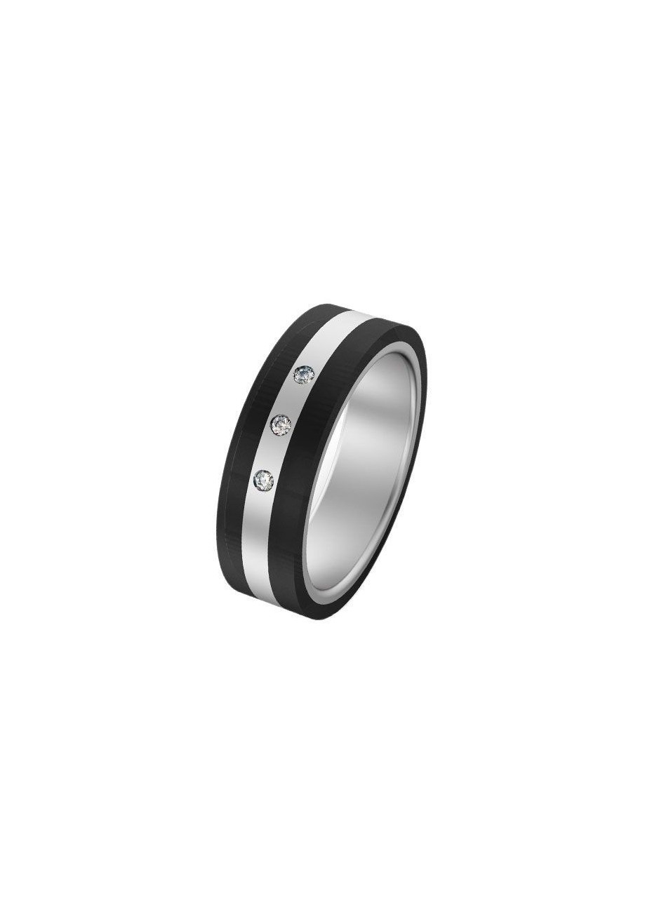 Alianza de plata, fibra de carbono y diamantes Alianza de plata, fibra de carbono y diamantes