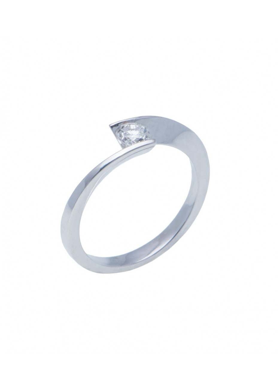 Anillo oro blanco y brillante