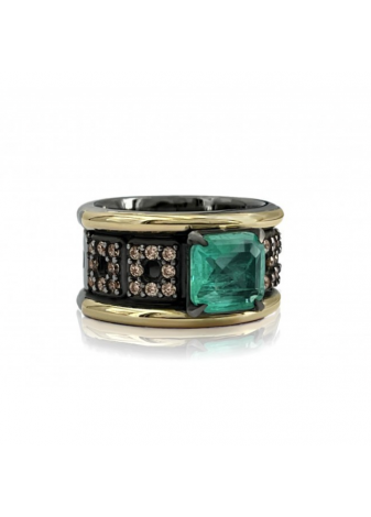 Anillo WINDOWS plata, oro y semipreciosas