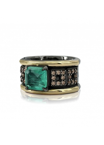 Anillo WINDOWS plata, oro y semipreciosas