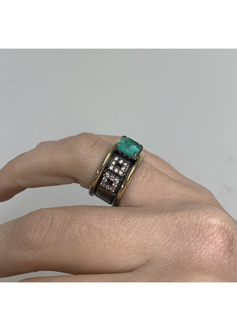 Anillo WINDOWS plata, oro y semipreciosas