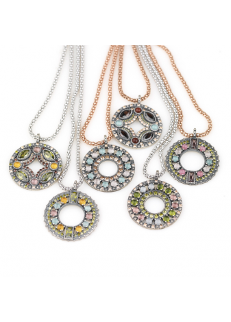 Colgante LINZA SUNFIELD plata rosa y semipreciosas