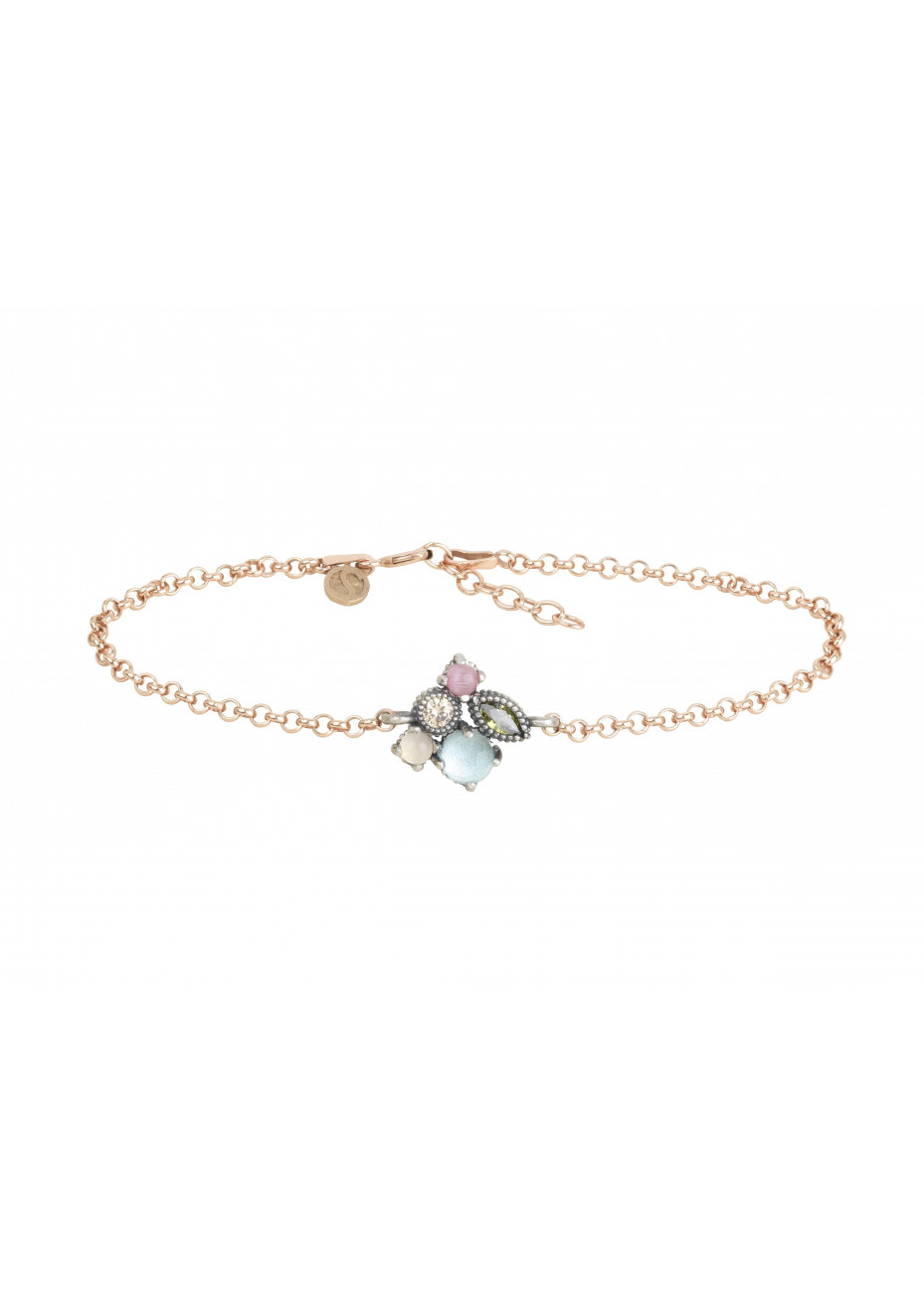 Pulsera SUNFIELD plata rosa y semipreciosas
