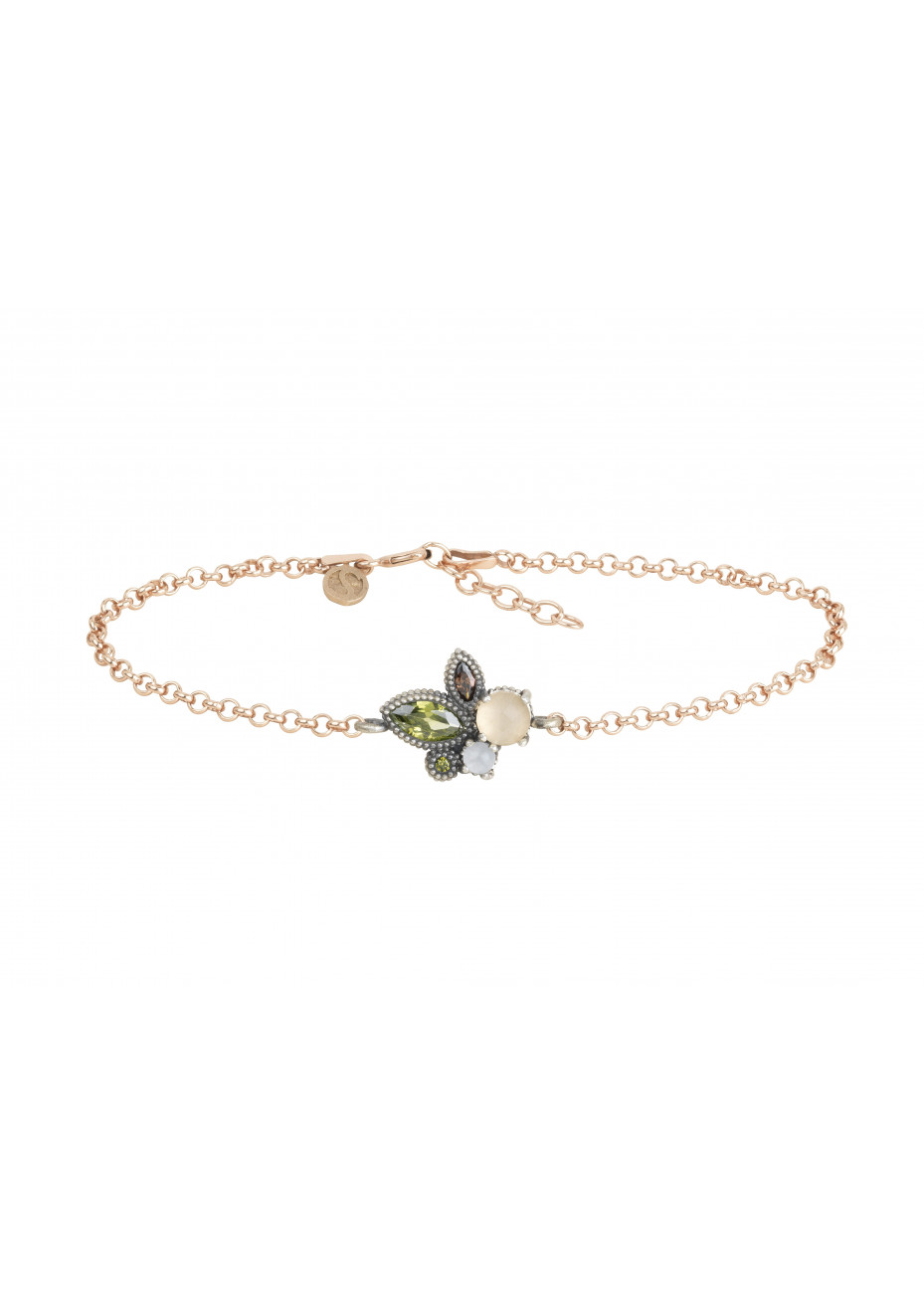 Pulsera SUNFIELD plata rosa y semipreciosas