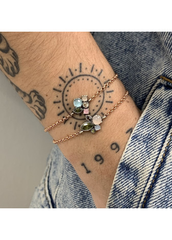Pulsera SUNFIELD plata rosa y semipreciosas