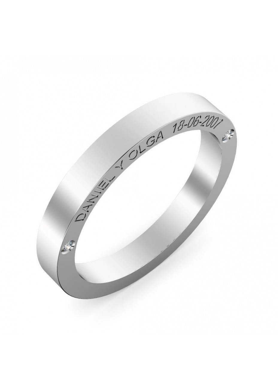 Alianza oro blanco personalizada Alianza oro blanco personalizada