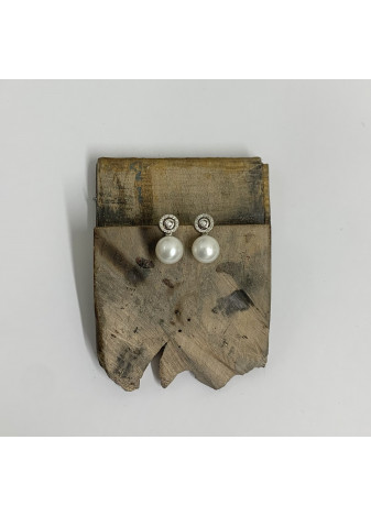 Pendientes desmontables, perla, oro blanco y diamantes