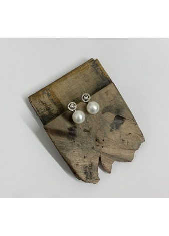 Pendientes desmontables, perla, oro blanco y diamantes