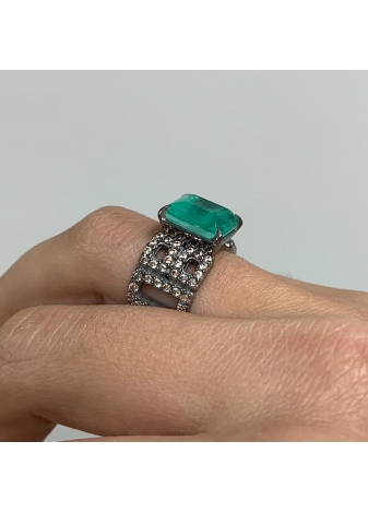 Anillo WINDOWS plata, oro y semipreciosas